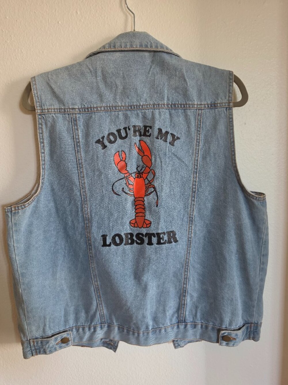 Rare CultureFly Friends You’re My Lobster Denim Vest Size S